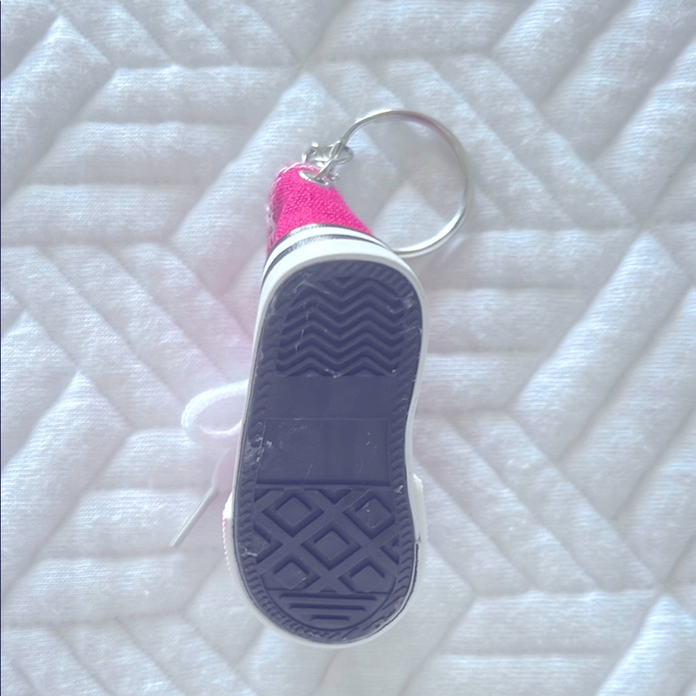 Pink Canvas Sneaker Keychain Purse Charm NWOT - Picture 3 of 4